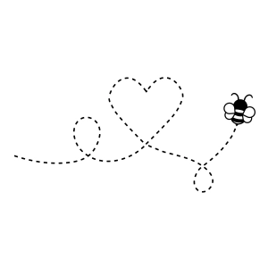 Flying Bee Heart Path SVG Bee SVG