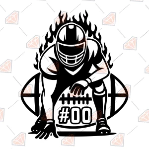 Football Player with Flames SVG