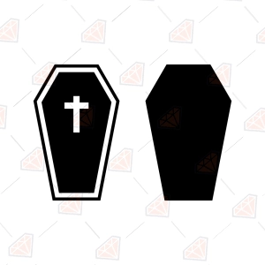 Free Coffin SVG, Coffin Shape with Cross & Blank Coffin Cut File