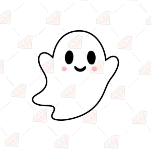 Free Cute Ghost SVG, Kawaii Ghost with Rosy Cheeks Cut File