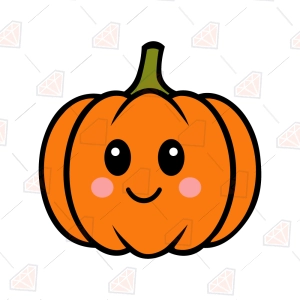 Free Cute Pumpkin SVG, Smiling Kawaii Pumpkin Face Cut File