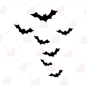 Free Flying Bats SVG, 7 Bat Silhouettes for Halloween Window Decals