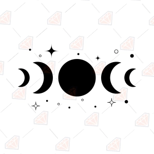 Free Moon Phases SVG – Witchy Triple Moon with Stars Cut File