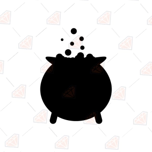 Free Witch Cauldron SVG, Bubbling Cauldron Silhouette Cut File