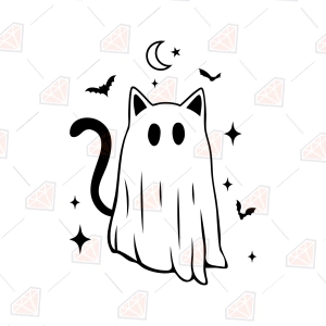 Ghost Cat SVG - Cute Ghost Halloween Cut File
