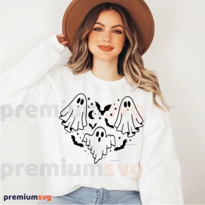 Ghost Heart SVG, Halloween SVG with Heart, SVG Cut File Ghost SVG