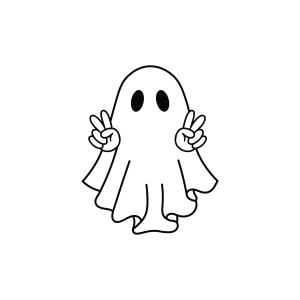 Ghost SVG with Peace Sign Hand Ghost SVG
