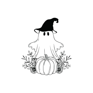 Ghost SVG with Pumpkin and Flowers Ghost SVG