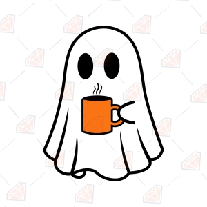 Ghost with Coffee Cup SVG – Halloween Coffee Cut File