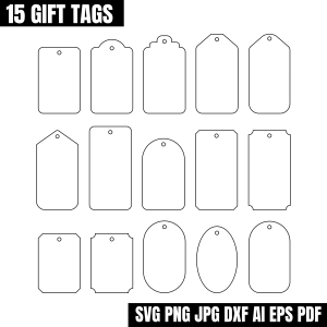 Gift Tags SVG, Tag Shape Outline SVG for Cricut Bundle SVG
