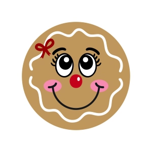 Gingerbread Girl Face SVG, Gingerbread Ornament Svg