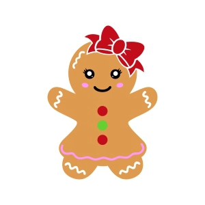 Gingerbread Girl SVG, Cute Christmas Cookie Svg