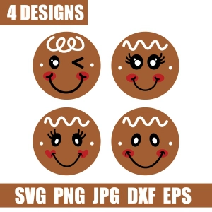 Gingerbread Ornament SVG, Gingerbread Face Designs Svg