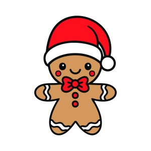 Gingerbread with Santa Hat SVG Svg
