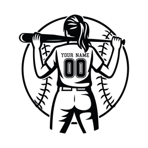 Girl Baseball Player SVG, Monogram SVG Baseball SVG