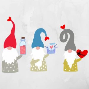 Lovely Gnomes SVG Design, Three Gnomes SVG Bundle Valentine's Day SVG