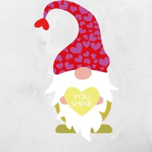 Gnome with You Shine Heart SVG, Valentine Gnome SVG Valentine's Day SVG