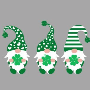 Shamrock Gnome SVG, Gnomes Holding Clover SVG Shamrock SVG