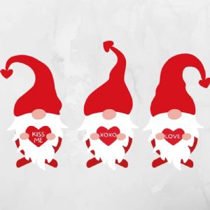 Kiss Me Xoxo and Love Gnomes SVG, Three Gnomes SVG Xoxo SVG