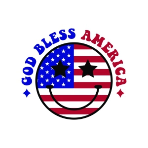 God Bless America SVG with Smiley Face 4th Of July SVG