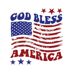 God Bless America SVG with Wavy USA Flag 4th Of July SVG