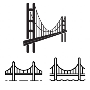 Golden Gate Bridge  SVG Cut File, Golden Gate Silhouette Building And Landmarks