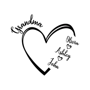 Grandma Heart with Names SVG, Grandma Monogram SVG Mother's Day SVG