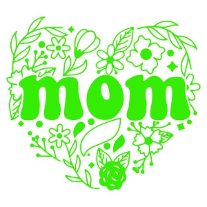Green Mom Floral Heart SVG Cut File Mother's Day SVG