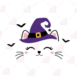 Halloween Cat Face SVG - Cute Cat Cut File