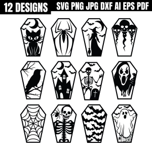 Halloween Coffin SVG Bundle, Spooky Cut Files for Cricut & DIY Projects Halloween SVG