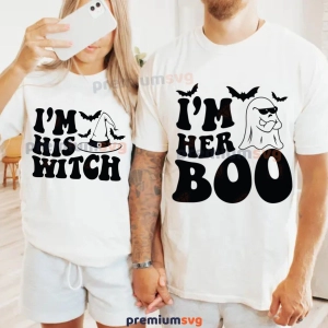 Halloween Couple SVG, I'm Her BOO SVG, I'm His Witch SVG Halloween SVG
