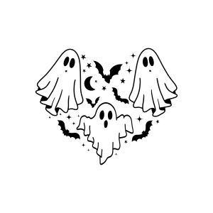 Halloween Ghost Heart SVG, Halloween Heart SVG Cut File Halloween SVG