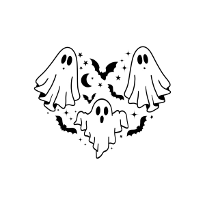 Halloween Ghost Heart SVG, Halloween Heart SVG Cut File Ghost SVG