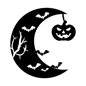 Halloween Moon with Pumpkin SVG, Moon SVG Instant Download Pumpkin SVG