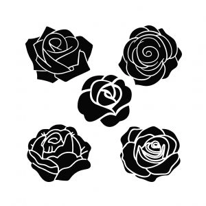 Hand Drawn Black Rose SVG Bundle Flower SVG