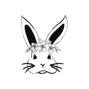 Handdrawn Rabbit with Wreath SVG, Easter Rabbit SVG Easter Day SVG