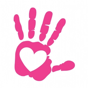 Handprint Inside Heart SVG Cut Files, Instant Download Vector Illustration