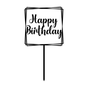 Rectangle Happy Birthday Cake Topper SVG Cut File Cake Topper SVG