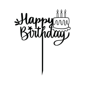 Happy Birthday Cake Topper SVG for Cricut, Cut File Cake Topper SVG