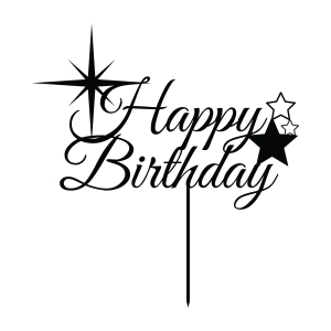 Happy Birthday Cake Topper with Stars SVG, Instant Download Cake Topper SVG
