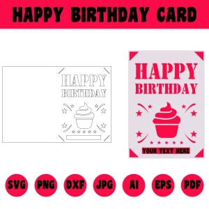 Happy Birthday Card SVG, Birthday Card Cricut Cut File Birthday SVG