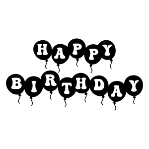 Happy Birthday Text with Balloons SVG, PNG Images Birthday SVG