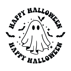 Happy Halloween SVG with Ghosts and Bats Halloween SVG