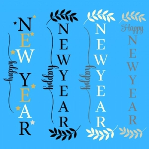 Happy New Year Porch Sign SVG Bundle, Vertical Porch Sign SVG New Year SVG