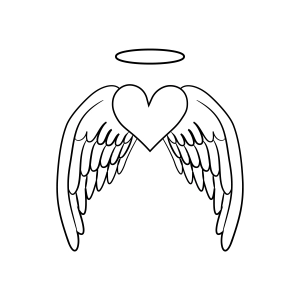 Heart Angel Wings SVG Cut and Vector Files Drawings