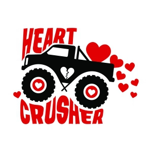 Heart Crusher Truck SVG, Boy Valentines SVG Truck Valentine's Day SVG