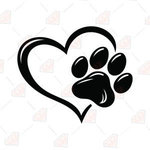 Heart Dog Paw SVG – Dog Love Cut File