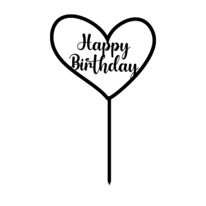 Heart Happy Birthday Cake Topper SVG Cut File Cake Topper SVG