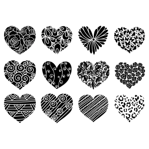 12 Heart Stencils SVG, Printable Heart SVG Design Bundle SVG