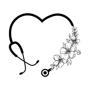 Heart Stethoscope Flower SVG, Love Nursing SVG Nurse SVG
